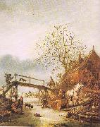 Ostade, Isaack Jansz. van A Winter Scene with an Inn Sweden oil painting reproduction